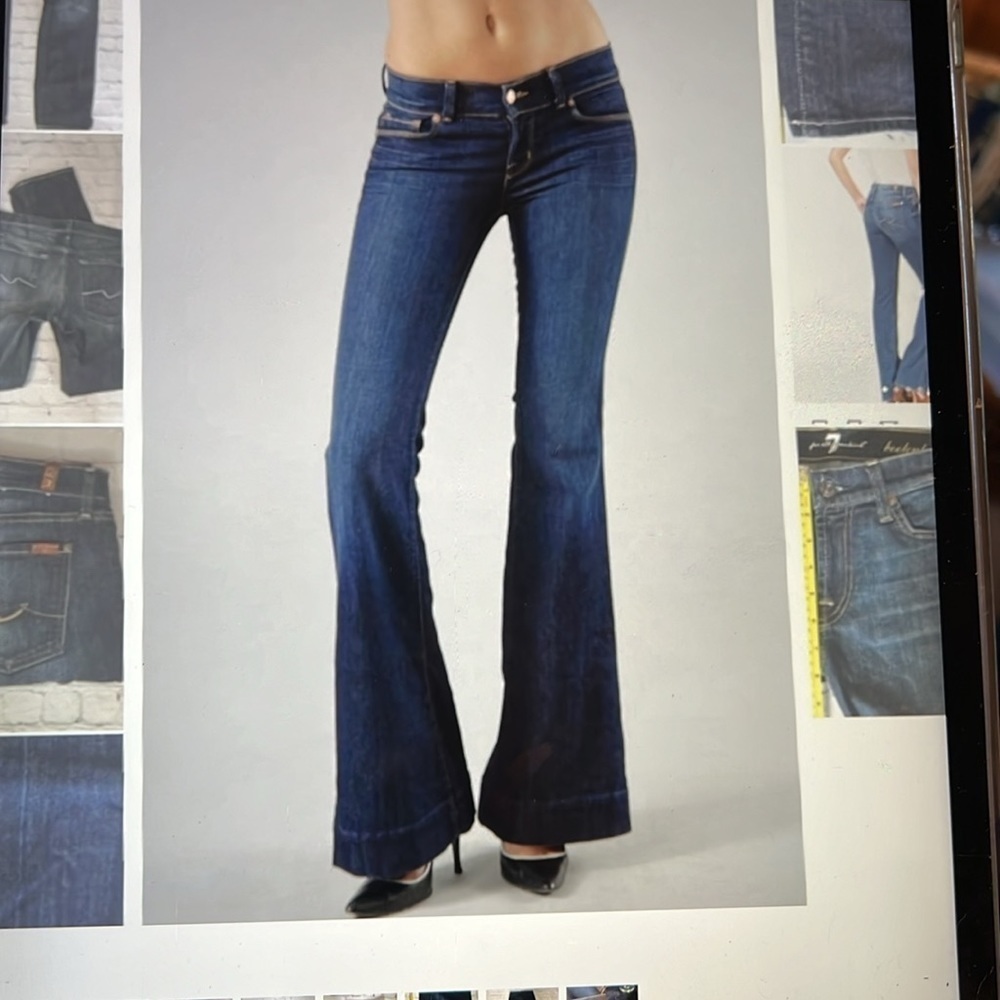 J Brand Lovestory Jeans. Medium Wash W/Factory Distressing. Size 16. Bellbottoms